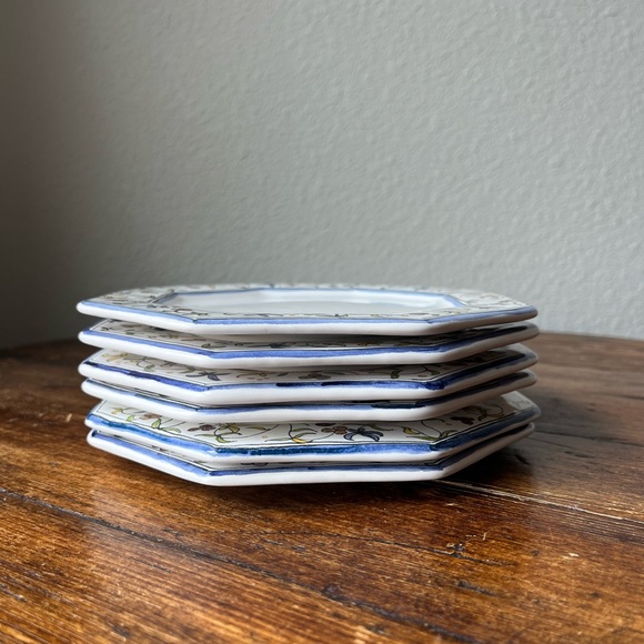 Set of 6 Lis Ceramica Brasil Handpainted Floral Motif Salad Plates - Picture 4 of 10